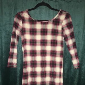 Gingham Bodycon Mini Dress, quarter sleeve